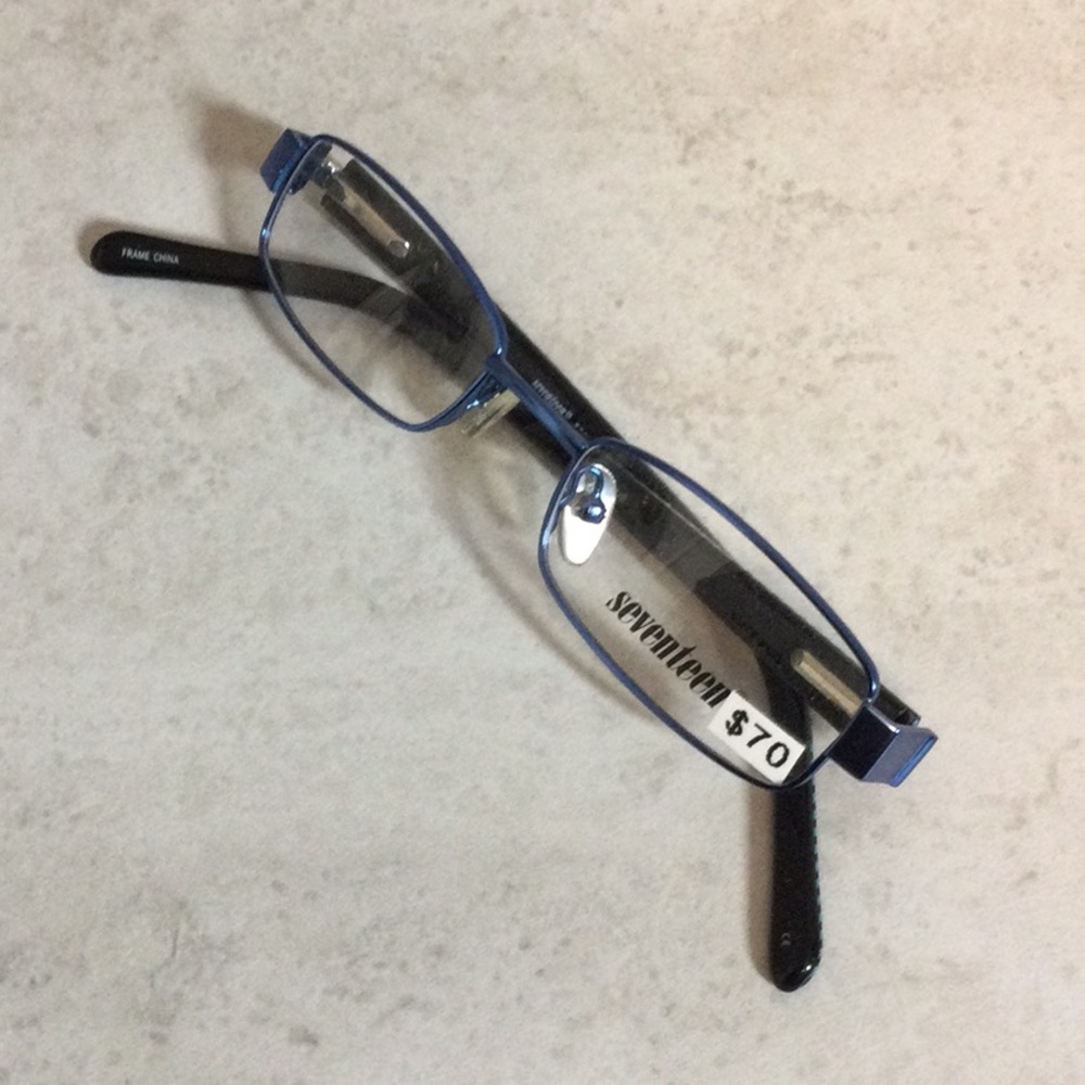 NWT Seventeen royal blue retro metal eyeglasses new old stock
